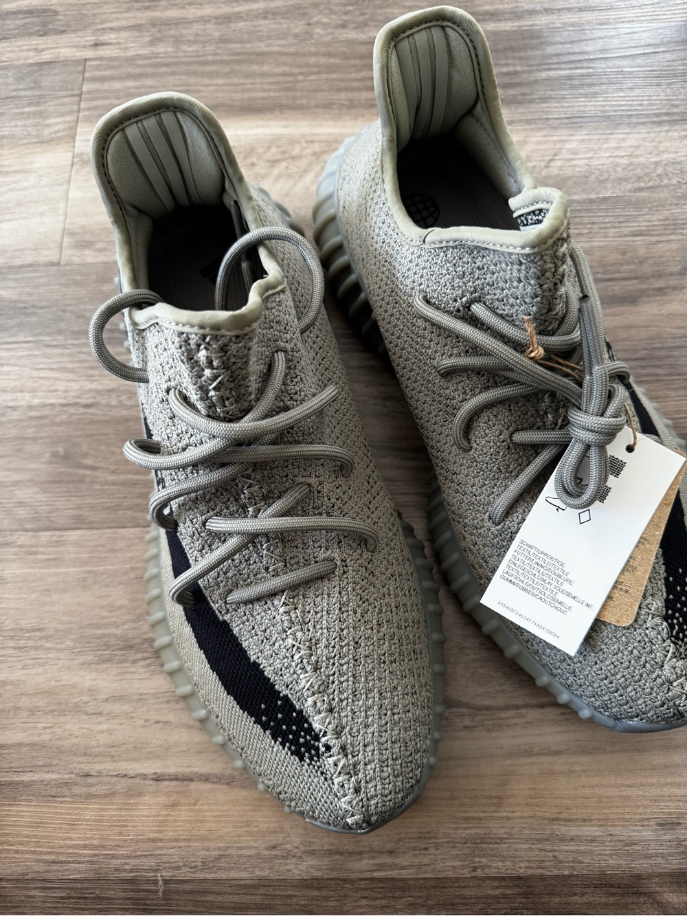 Yeezy Boost 350 V2 Gray Knit Sneakers with Black Stripe